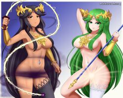 2girls dark_palutena female female_only kid_icarus multiple_girls naked nintendo nude palutena patdarux