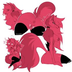 2020s 2021 anthro anus ass black_clothing black_legwear black_thigh_highs body_pillow breasts canid canid_demon canine canis clothing dakimakura_design dakimakura_pillow demon digital_drawing_(artwork) digital_media_(artwork) female fur genitals hair heart hellhound helluva_boss legwear long_hair loona_(helluva_boss) mammal masturbation nipples pillow pussy saucymist simple_background solo thigh_highs tongue white_background wolf