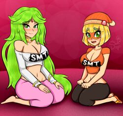 2girls alternate_costume arms_(game) artist_request breasts crossover female female_only kid_icarus looking_at_viewer min_min_(arms) nintendo palutena thesilentdrawer