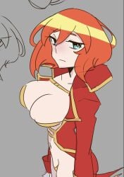 bikini blue_eyes breasts breasts female huge_breasts lalaco_godspeed large_breasts orange_hair space_patrol_luluco