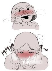 blowjob blush brawl_stars carl_(brawl_stars) cum_in_mouth heart-shaped_pupils jacky_(brawl_stars) mon_yumaki supercell