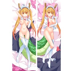 1girls big_breasts blonde_hair dakimakura dragon_girl dragon_tail erspace female horn light-skinned_female light_skin maid_headdress miss_kobayashi's_dragon_maid monster_girl red_eyes tohru_(dragon_maid) twintails