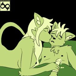 1:1 2-bit 4_fingers 4_toes anthro artist_logo artist_name awooboros bodily_fluids canid canid_taur canine canine_taur cum digital_media_(artwork) digitigrade feet fingers genital_fluids green_theme handjob kissing kissing_cheek logo mammal mammal_taur monochrome penile pixel pixel_(artwork) restricted_palette sex signature simple_background sleep_molestation sleeping taur toes