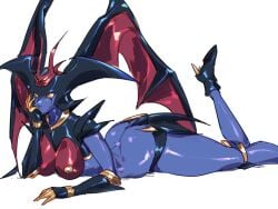 big_breasts breasts heels hourglass_figure leg_up lying_on_stomach mazinger mazinkaiser_skl mecha pinup robot robot_girl thick_thighs thirty_8ght wingle wings