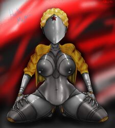 1girls adshtorm android android_girl atomic_heart big_breasts breast breasts grey_body jacket left_(atomic_heart) robot robot_girl self_upload the_twins_(atomic_heart) yellow_hair