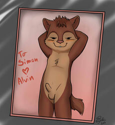 2011 alvin_and_the_chipmunks alvin_seville anthro blush brown_fur chipmunk front_view male male_only nude penis pinup pose solo standing tagme