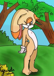 anthro color cream cream_the_rabbit day female female_only flat_chest fur furry grinch_(artist) outdoors rabbit sega side_view solo sonic_(series) standing tagme toony