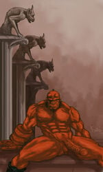 boner dark_horse erection gargoyle hellboy hellboy_(series) male male_only nude penis red_skin solo solo_male