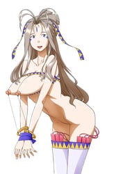 1girls antenna_hair ass belldandy big_breasts blue_hair bondage breasts facial_markings female goddess joy_division large_breasts leaned_forward long_hair nipples nude oh_my_goddess! pale-skinned_female pale_skin shaved_crotch stockings thighhighs vibrator wide_hips