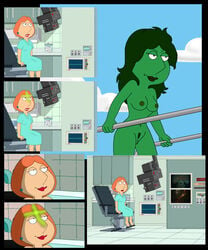 1girls artist_request big_breasts breasts buonantuono-d39ky11 comic d39ky11 family_guy female female_only green-skinned_female green_hair green_skin hulked_out lois_griffin nipples nude pubic_hair pussy solo tagme_(artist) vagina