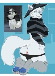 1boy anus ass bottomless femboy furry gay looking_at_viewer looking_back panties reference_image roblox roblox_avatar robloxian source_request synth07 tagme white_fur