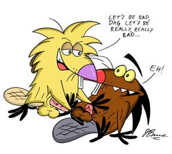 angry_beavers anthro beaver brothers brown_body brown_fur daggett furry gay incest male/male mammal nickelodeon norbert rodent tagme yaoi yellow_body yellow_fur