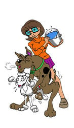 dennis_clark doggy_style hanna-barbera penis scooby-doo scooby-doo_(character) sex size_difference testicles velma_dinkley