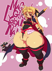 cameltoe fat_mons fate_testarossa h_hiroma highres hips kokuko_(tsukiyotake) lyrical_nanoha mahou_shoujo_lyrical_nanoha mahou_shoujo_lyrical_nanoha_a's maou11 red_eyes thick_thighs thighs wide_hips