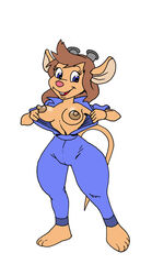 anthro barefoot breasts chip_'n_dale_rescue_rangers dennis_clark disney female female_only flashing front_view gadget_hackwrench mouse nipples solo standing toony