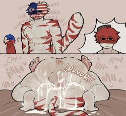 animal_humanoid cbananae countryhumans cum_in_ass gay indonesia_(countryhumans) malaysia_(countryhumans) muscular yaoi