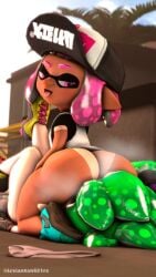 alternate_version_available ass cuttlefrsh_(splatoon) facesitting female inkling inkling_boy inkling_girl leviantan581re male nintendo splatoon splatoon_2 surume_(splatoon) tan_body tan_lines tan_skin