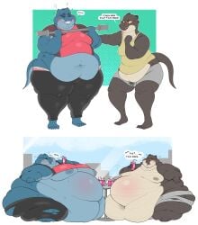 2boys anthro areola_slip areolae back_spikes bellies_touching belly belly_button belly_on_ground belly_overhang big_areola big_belly big_moobs big_nipples chubby chubby_anthro chubby_male claws clothes_ripping cup dialogue double_chin drinking exercise exhausted fat fat_arms fat_folds fat_legs fat_man fat_neck fat_nipples fat_rolls fat_thighs furry hanging_belly hi_res huff huge_moobs hyper lifting_weight lizard male male_boobs male_only man_boobs massive_belly massive_nipples milkshake moobs morbidly_obese morbidly_obese_anthro morbidly_obese_male nipples obese obese_anthro obese_male overweight overweight_anthro overweight_male paws puffy_nipples red_cheeks ripped_clothing robuttschei scalie sequence sharp_teeth size_difference spikes spikes_(anatomy) spots sweat sweating tail tall_image text thick_arms thick_legs tight_fit tired triple_belly underwear underwear_peek weight_gain wide_hips working_out workout workout_clothes workout_clothing