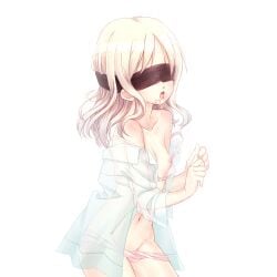 1girls artist_request athletic_female blindfold blonde_hair bondage bra breasts diabolik_lovers drooling exposed_breast female_focus female_only functionally_nude human human_only komori_yui light-skinned_female light_skin open_mouth panties partially_clothed petite pink_underwear see_through_clothing simple_background small_breasts solo solo_female solo_focus tagme_(artist) thin underwear white_background