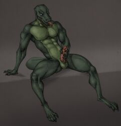 2d absurd_res anthro english_text forked_tongue genitals green_body hi_res komodo_dragon lizard mack_reinhardt mack_reinhardt_(artist) male masturbation monitor_lizard nude_male penis ratcatcher reptile scalie scalie_male scalie_only solo solo_male text tongue