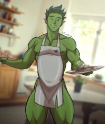 arpon beast_boy dc garfield_logan green_hair green_skin male male_only muscles muscular muscular_male solo solo_male summumee thick_thighs winking_at_viewer