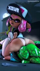 alternate_version_available ass cuttlefrsh_(splatoon) facesitting female inkling inkling_boy inkling_girl leviantan581re male nintendo splatoon splatoon_2 surume_(splatoon) tan_body tan_lines tan_skin