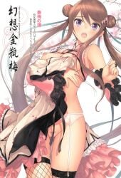 breasts brown_hair chinese_clothes chinese_girl chun-mei female long_hair nipples original taka_tony violet_eyes