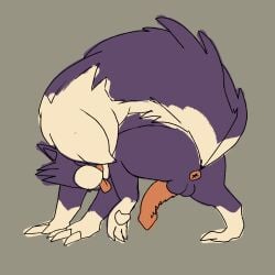 feral frogguts generation_4_pokemon genitals hi_res male mammal mephitid nintendo pokemon pokemon_(species) skunk skuntank solo