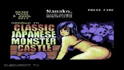 1girls bikini black_hair commodore_64 nanako_in_classic_japanese_monster_castle pixel_art title_screen