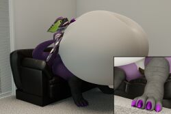 3:2 3d andromorph anthro belly belly_overhang big_belly blender blender_(software) blender_cycles capcom cuntboy digital_media_(artwork) dragon egg egg_laying flying_wyvern fur genitals hi_res hyper hyper_belly hyper_pregnancy intersex male monster_hunter naked nargacuga navel nude obese obese_anthro overweight overweight_anthro painted_claws pregnant pregnant_andromorph pregnant_cuntboy pregnant_intersex pussy solo thiccacuga thick_thighs wide_hips wings wyvern