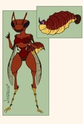 2:3 alien animal_genitalia antennae_(anatomy) anthro arthropod arthropod_abdomen arthropod_abdomen_cloaca arthropod_abdomen_genitalia cloaca female genitals hi_res hymenopteran insects nude solo stinger tagme unusual_anatomy unusual_genitalia vagoncho wasp wings