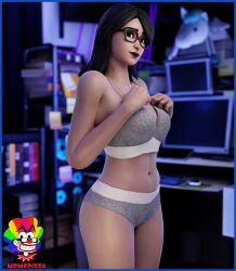 big_ass big_breasts black_hair fortnite glasses jawbreaker_(fortnite) mrmcpizza panties pose solo_female tagme underwear