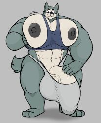 abs biceps furry hyper hyper_balls hyper_genitalia hyper_penis hyper_testicles legoshi_(beastars) male male_focus male_only muscle muscles muscular muscular_arms muscular_back muscular_legs muscular_male muscular_thighs nipples pecs tykehictow veins veiny_penis