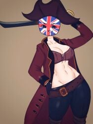 1girls big_breasts countryhumans countryhumans_girl flawsy pirate pirate_hat sword united_kingdom united_kingdom_(countryhumans)