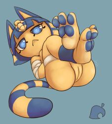 2022 :< animal_crossing ankha anthro felid feline felis female foot_focus fur furry furry_only hi_res joooji looking_at_viewer nintendo pussy solo tail