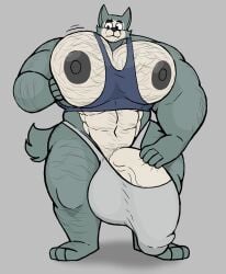 abs biceps furry hyper hyper_balls hyper_genitalia hyper_penis hyper_testicles legoshi_(beastars) male male_focus male_only muscle muscles muscular muscular_arms muscular_back muscular_legs muscular_male muscular_thighs nipples pecs tykehictow veins veiny_penis