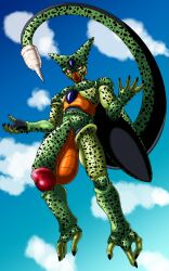 1boy absurd_res alien anthro arthropod athletic balls ballsack big_balls big_penis black_spots cell_(dragon_ball) claws colored dragon_ball dragon_ball_z exoskeleton flaccid_penis foreskin foreskin_folds gem genitals green_skin hand_feet hi_res huge_balls huge_cock humanoid_penis hyper hyper_balls hyper_genitalia hyper_penis imperfect_cell intact male male_only nude_male penis retracted_foreskin scrotum simple_background smooth_penis solo spiked_tail spikes spikes_(anatomy) stinger tail tanithjackal testicles uncut wings