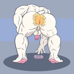 anthro asgore_dreemurr ass ass_focus back_view backsack bovid caprine daddy_(disambiguation) goat hi_res jon_noj male male/male male_anthro male_only mammal muscular penis simple_background soap soap_bar solo testicles undertale undertale_(series) unseen_male_face