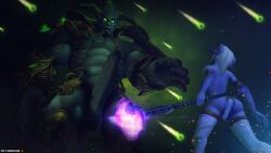 1boy 1girls 3d archimonde blizzard_entertainment blue_skin draenei eredar huge_cock large_ass large_breasts male thighhighs valnoressa warcraft white_hair world_of_warcraft yrel