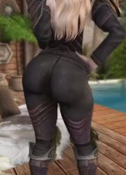 animated armor big_ass big_breasts bikini_armor blonde_hair blue_eyes bodysuit dommy_mommy elf_orc_lunaire glasses huge_ass huge_breasts large_ass large_breasts pawg rebecca_(original_character) seductive showing_off_ass skyrim tagme the_elder_scrolls tight_clothing video