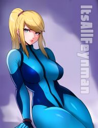 1girls breasts curvy female female_only itsallfeynman metroid nintendo samus_aran solo tagme zero_suit zero_suit_samus