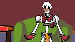 1boy 2d artist_request black_eyes color cum gay green_couch papyrus red_gloves skeleton solo tagme undertale undertale_(series)