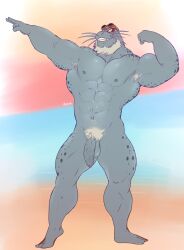 abs absurd_res anthro armpit_hair balls beard biceps body_hair burrserk eyewear facial_hair flaccid flexing foreskin genitals goggles hi_res humanoid_genitalia humanoid_penis male male_only mammal marine muscular muscular_anthro muscular_male my_hero_academia nipples pecs penis pinniped pose pubes selkie_(my_hero_academia) smile smirk solo superhero teeth tight_foreskin vein veiny_penis whiskers