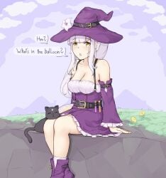 1girls casual english_text fart fart_fetish fully_clothed looking_at_viewer lydia_(raki991) raki991 solo speech_bubble witch