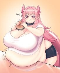 1girls 2023 bbw big_boobs catboymech fat fat_female fat_fetish fat_girl fat_woman fatty female female_only food gluttony hamburger morbidly_obese obese overweight solo tagme