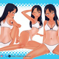 1girls 3d bikini black_hair breasts brown_eyes cleavage clothed clothing female_focus female_only hayase_nagatoro igneuzz igneuzz_set long_hair looking_at_viewer navel open_mouth please_don't_bully_me,_nagatoro pose revealing_clothes small_breasts solo tan tan_skin tanline tanned tongue_out watermark wink