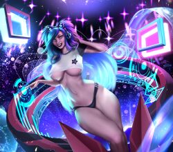 1girls blue_hair bright_colors league_of_legends original_character sona_buvelle_(cosplay)