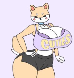 1girls big_breasts chibi clothed cute female furry large_breasts shiba shiba_inu tight_clothing