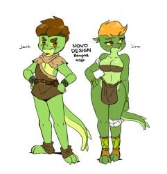 2d anthro breasts female green_body green_scales jack_(joaoppereiraus) joaoppereiraus leg_up lira_(joaoppereiraus) lizard lizard_girl lizard_humanoid male not_porn orange_hair scalie scalie_female scalie_humanoid scalie_male scalie_only tales_of_sezvilpan_(copyright) thick thick_thighs thighs