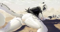 ai_generated anthro anus areola ass big_breasts blindfold breasts convex-silicone felid female fur fur_markings genitals holding_object holding_weapon mammal markings melee_weapon nier:_automata nipples open_mouth pantherine pussy raised_tail rule_46 snow_leopard solo tail weapon white_body yorha_2b